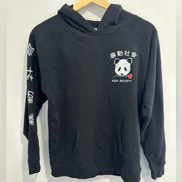 riot society Other - Riot Society Panda Bear/Rose Hoodie Sweatshirt, Size L
